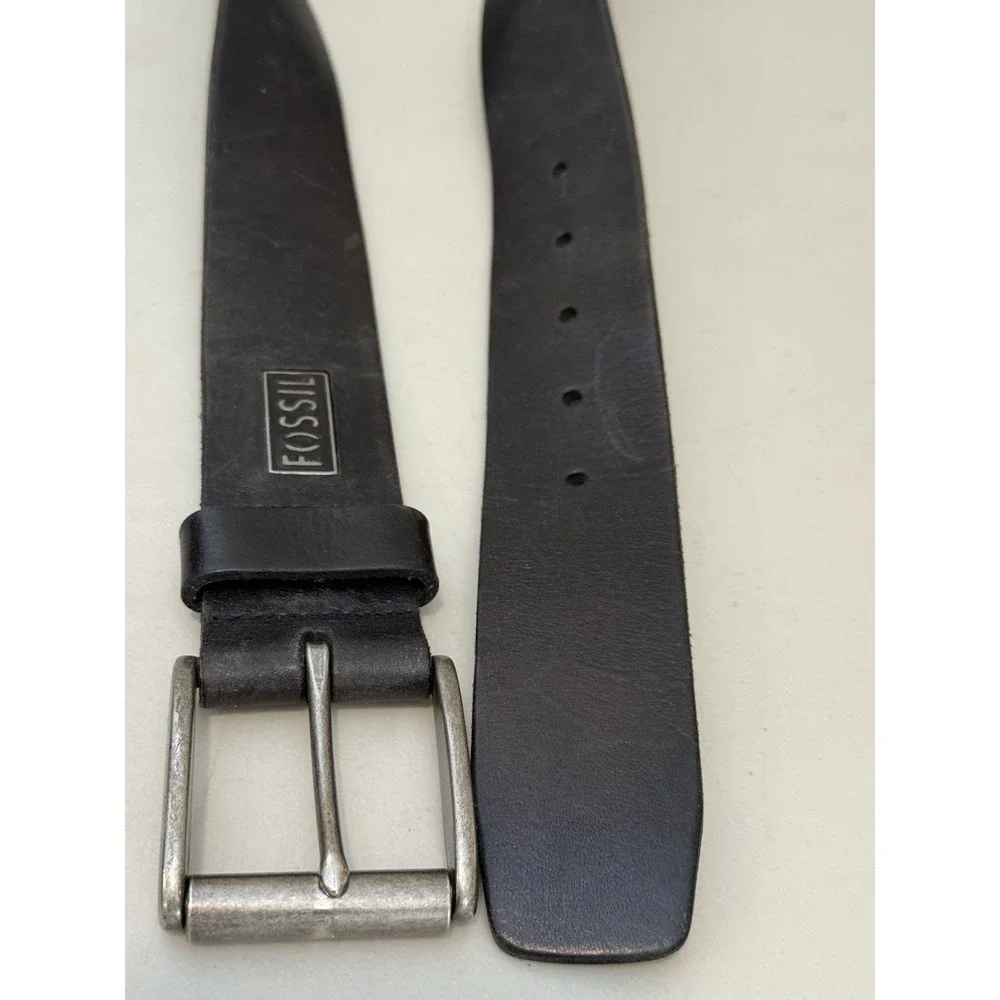 Fossil Vintage Men's Black Leather Belt Size 34